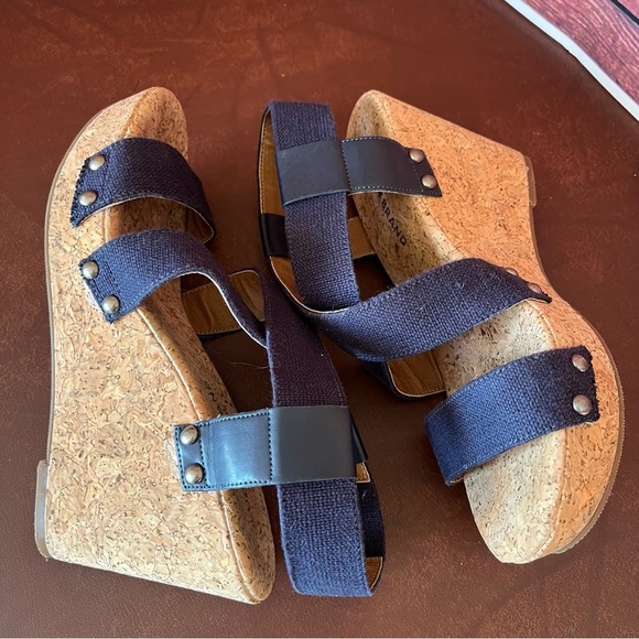 Lucky Brand Marla Blue Cork Wedge Platform Sandals - Picture 7 of 15
